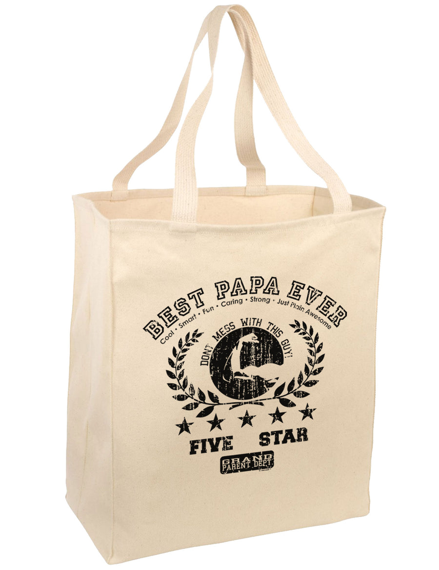 Best Papa Ever Distressed Collegiate Large Grocery Tote Bag-Grocery Tote-TooLoud-Natural-Large-Davson Sales