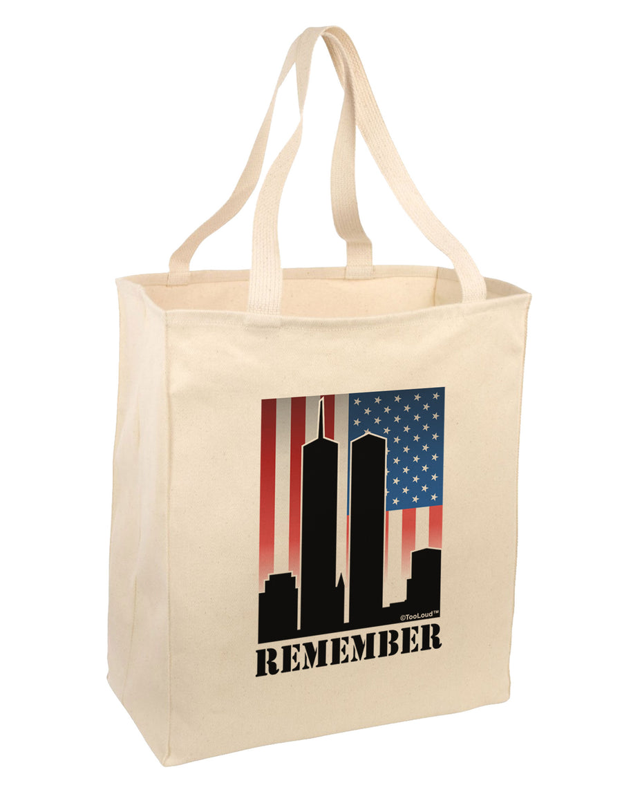 Twin Towers Remember Large Grocery Tote Bag-Natural-Grocery Tote-TooLoud-Natural-Large-Davson Sales