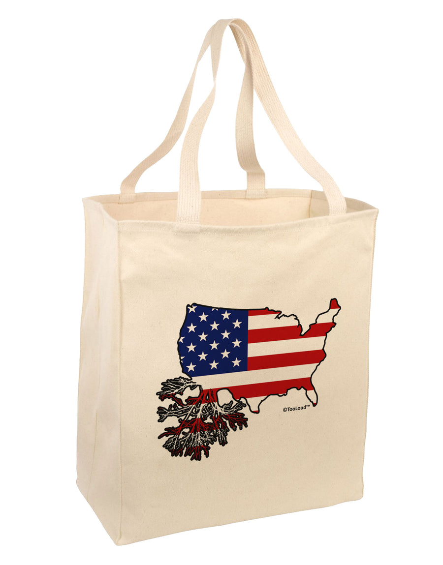 American Roots Design - American Flag Large Grocery Tote Bag by TooLoud-Grocery Tote-TooLoud-Natural-Large-Davson Sales