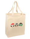 Christmas Penguins See No Evil Hear No Evil Speak No Evil Large Grocery Tote Bag-Grocery Tote-TooLoud-Natural-Large-Davson Sales