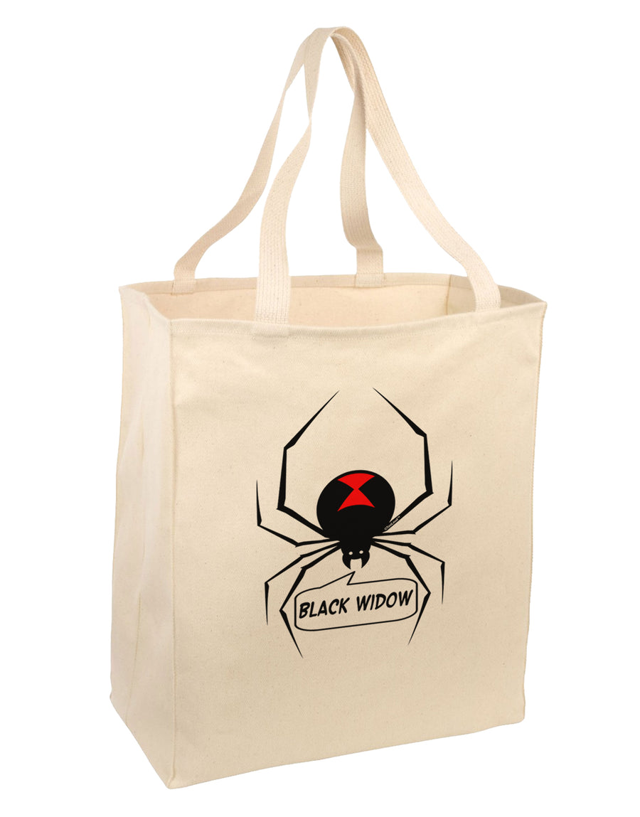 Black Widow Spider Design - Text Large Grocery Tote Bag-Grocery Tote-TooLoud-Natural-Large-Davson Sales