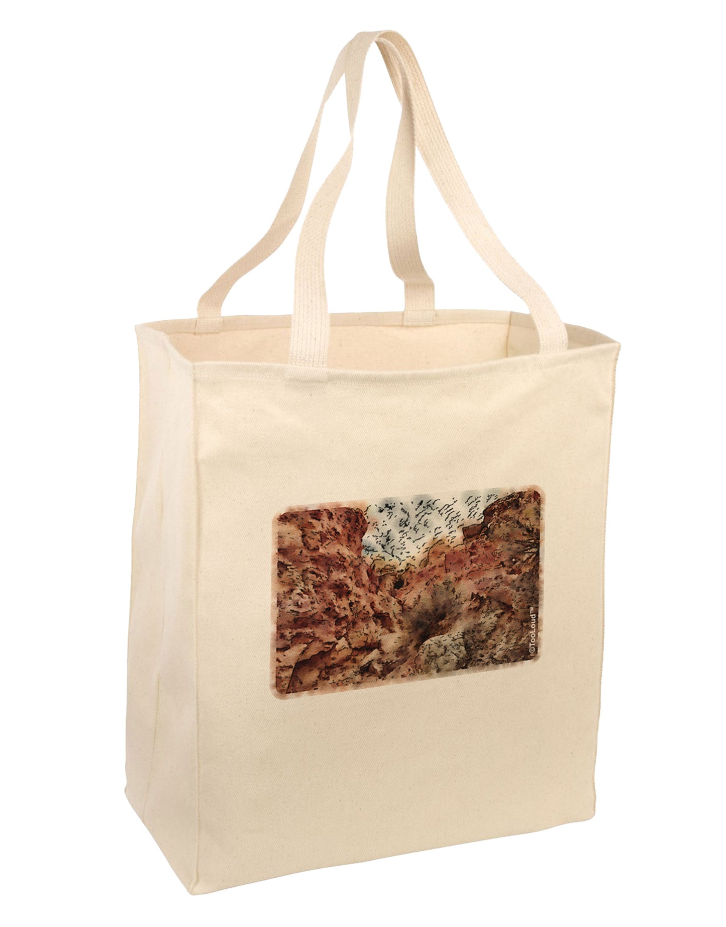 Colorado Painted Rocks Watercolor Large Grocery Tote Bag-Grocery Tote-TooLoud-Natural-Large-Davson Sales