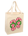 Cute Polka Dot Flip Flops - Pink and Green Large Grocery Tote Bag-Grocery Tote-TooLoud-Natural-Large-Davson Sales