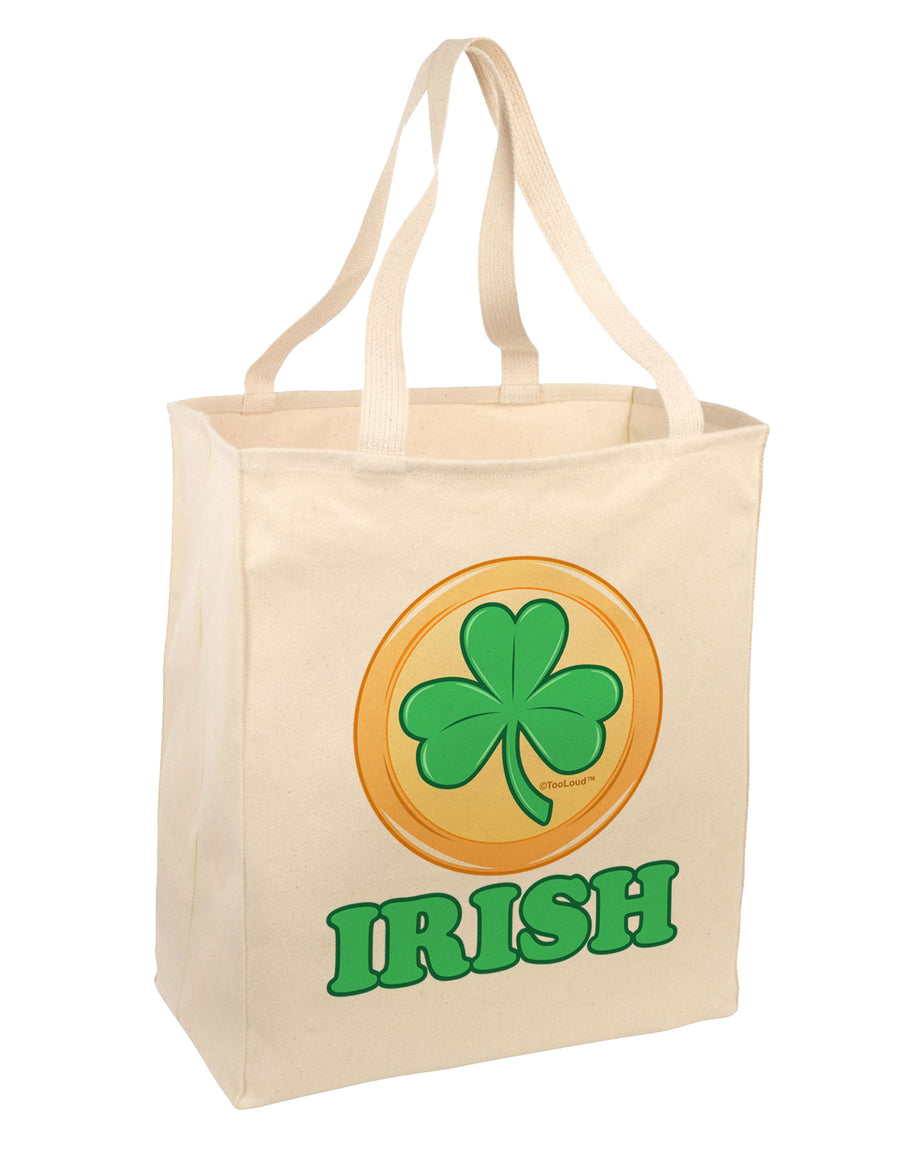 Shamrock Button - Irish Large Grocery Tote Bag by TooLoud-Grocery Tote-TooLoud-Natural-Large-Davson Sales