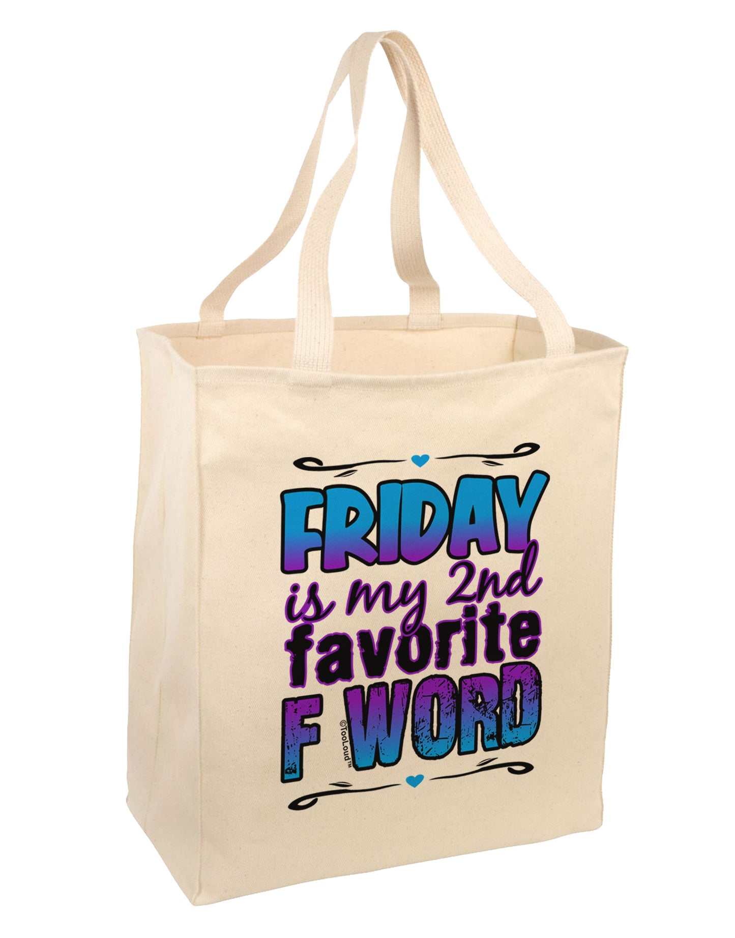 Friday - 2nd Favorite F Word Large Grocery Tote Bag-Grocery Tote-TooLoud-Natural-Large-Davson Sales