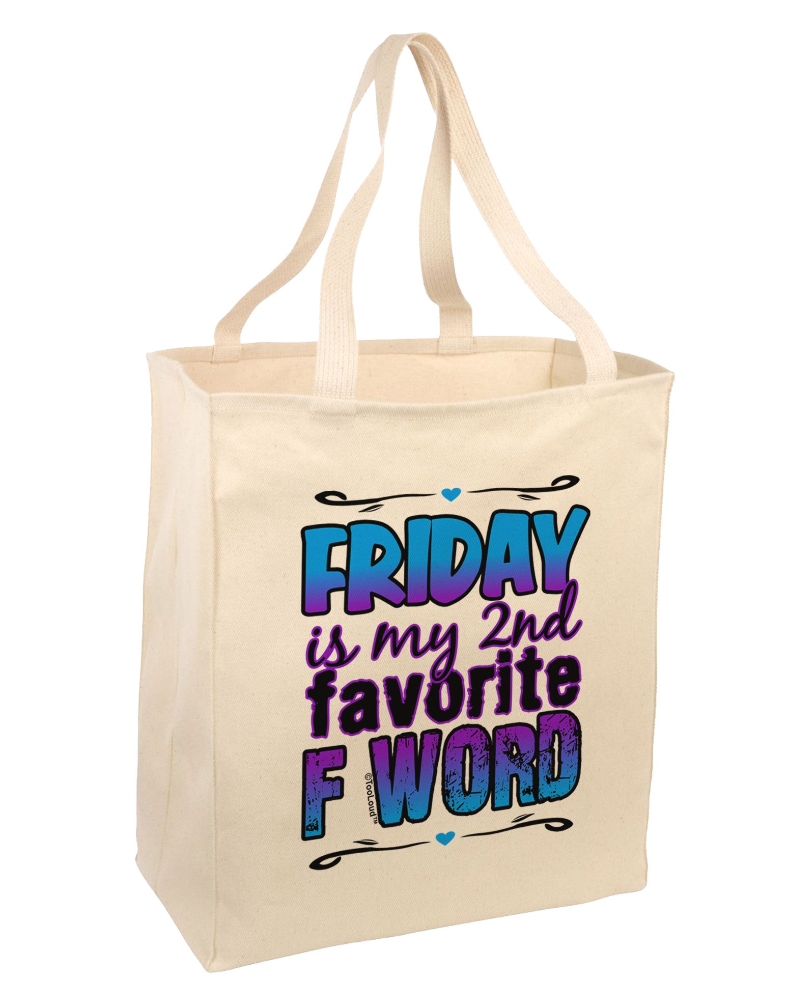 Friday - 2nd Favorite F Word Large Grocery Tote Bag-Grocery Tote-TooLoud-Natural-Large-Davson Sales