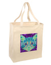 Geometric Kitty Inverted Large Grocery Tote Bag-Natural-Grocery Tote-TooLoud-Natural-Large-Davson Sales