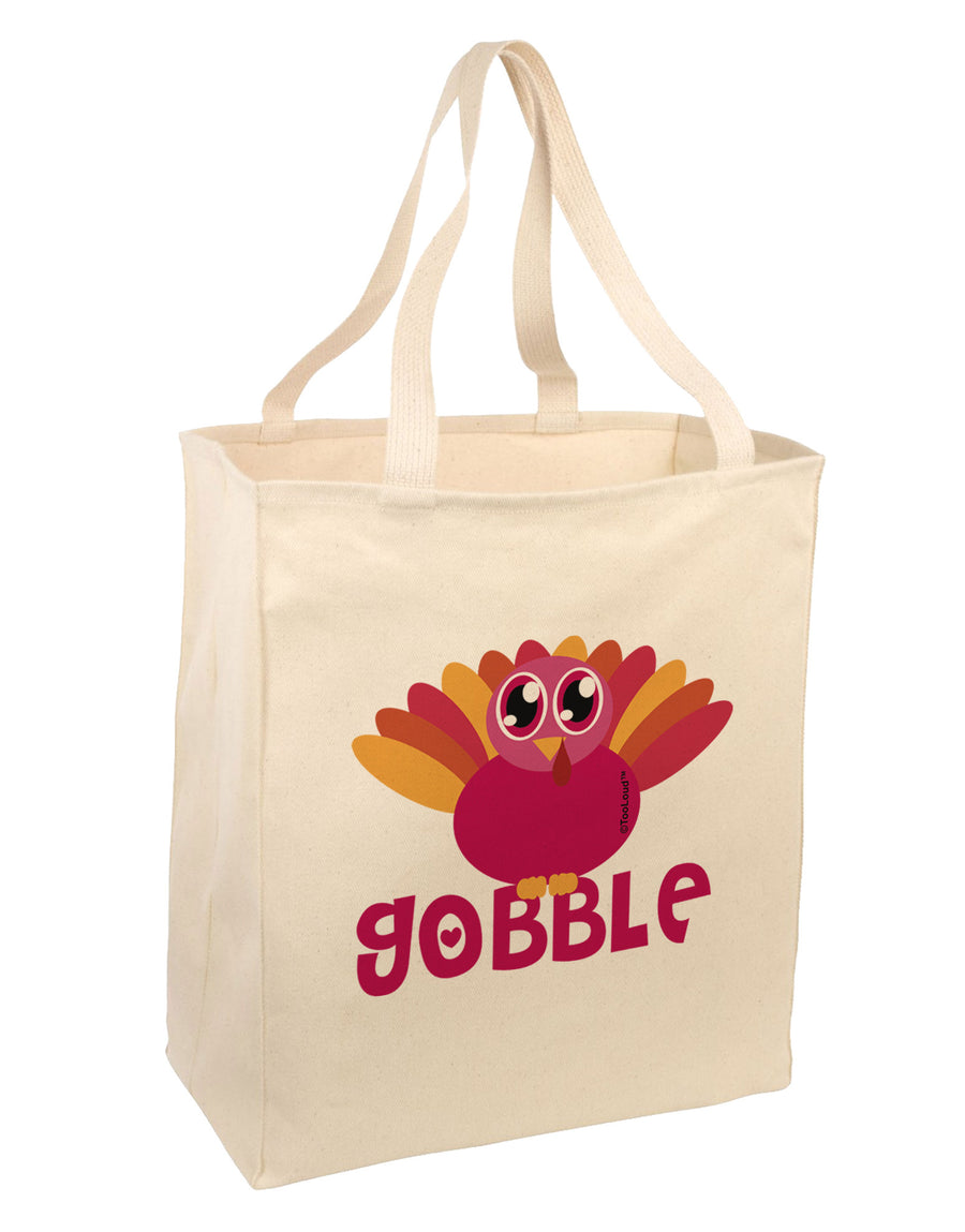 Cute Gobble Turkey Pink Large Grocery Tote Bag-Grocery Tote-TooLoud-Natural-Large-Davson Sales