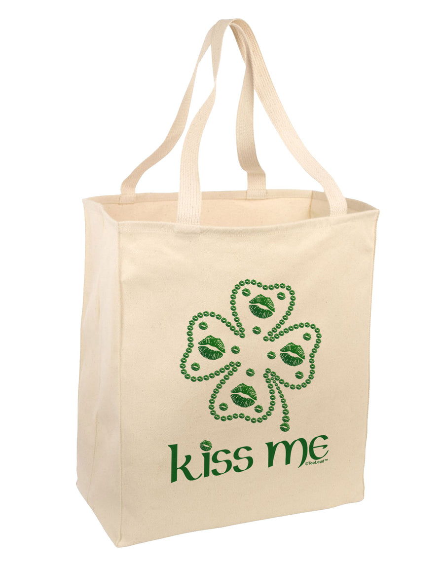 Kiss Me Clover Large Grocery Tote Bag-Grocery Tote-TooLoud-Natural-Large-Davson Sales