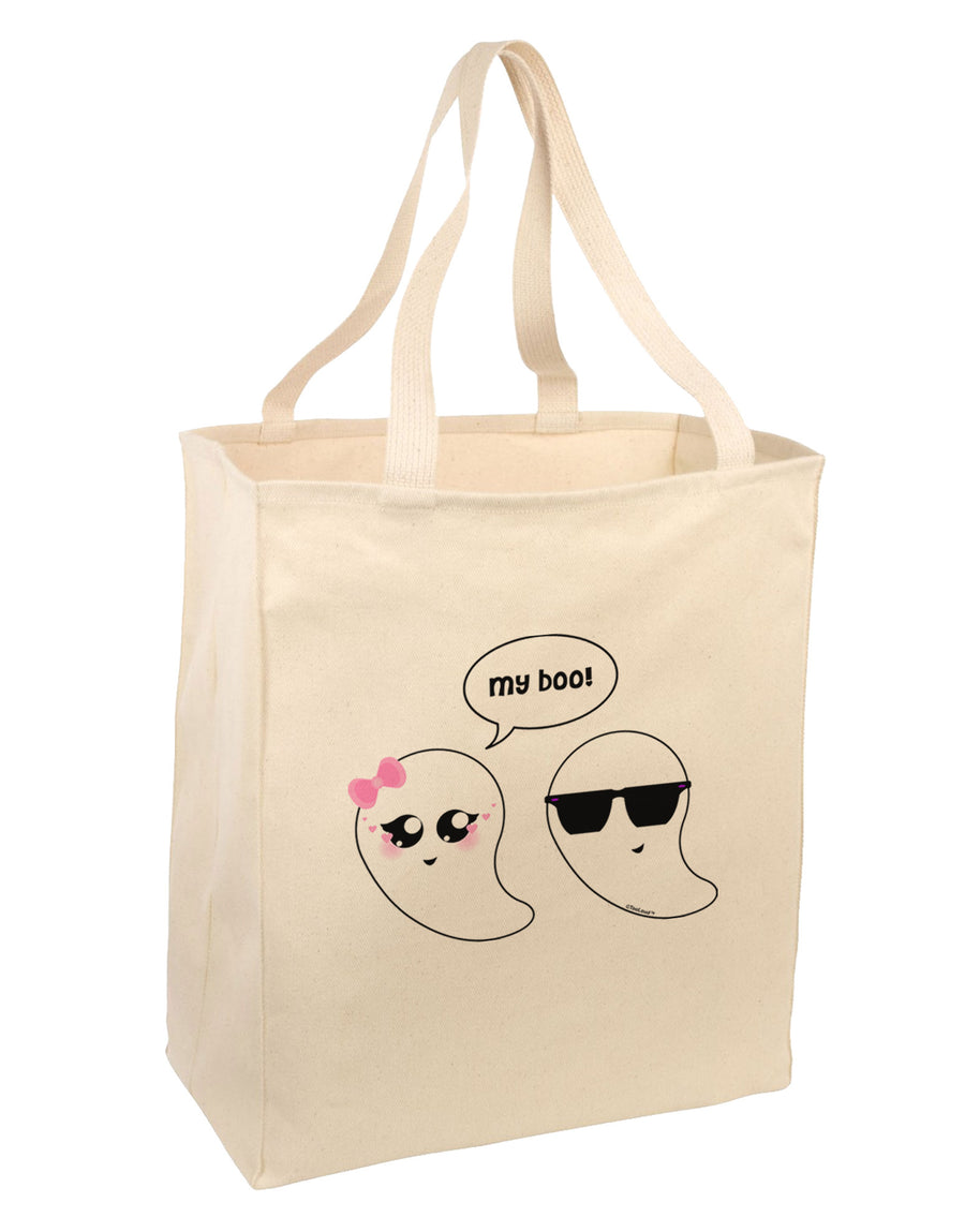 Cute Ghost Couple My Boo Halloween Large Grocery Tote Bag-Grocery Tote-TooLoud-Natural-Large-Davson Sales