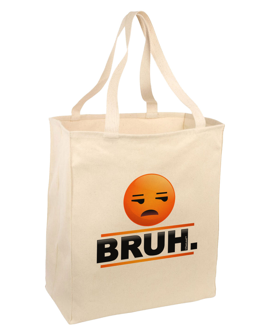 Bruh Emoji Large Grocery Tote Bag-Natural-Grocery Tote-TooLoud-Natural-Large-Davson Sales