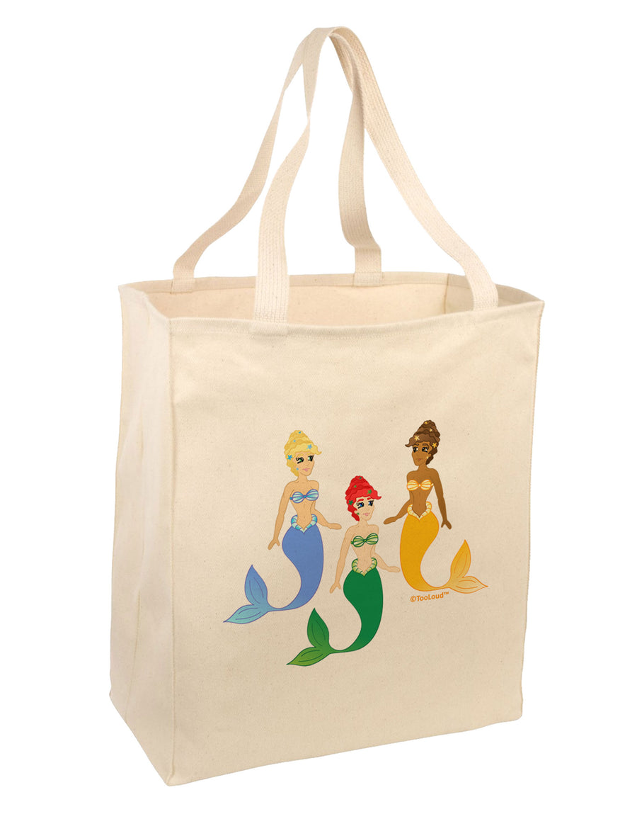 Three Mermaids Large Grocery Tote Bag-Grocery Tote-TooLoud-Natural-Large-Davson Sales