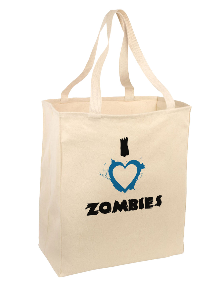 I Heart Zombies - Bloody Heart Blue Large Grocery Tote Bag-Grocery Tote-TooLoud-Natural-Large-Davson Sales