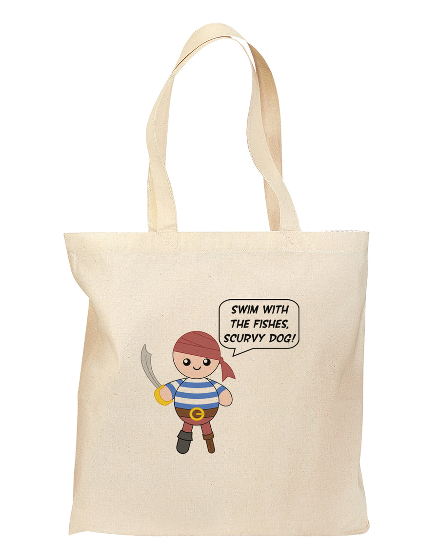 Swim With the Fishes- Petey the Pirate Grocery Tote Bag-Grocery Tote-TooLoud-Natural-Medium-Davson Sales