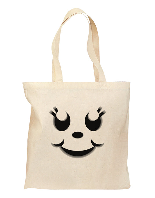 Cute Girl Jack O Lantern Pumpkin Face Grocery Tote Bag-Grocery Tote-TooLoud-Natural-Medium-Davson Sales