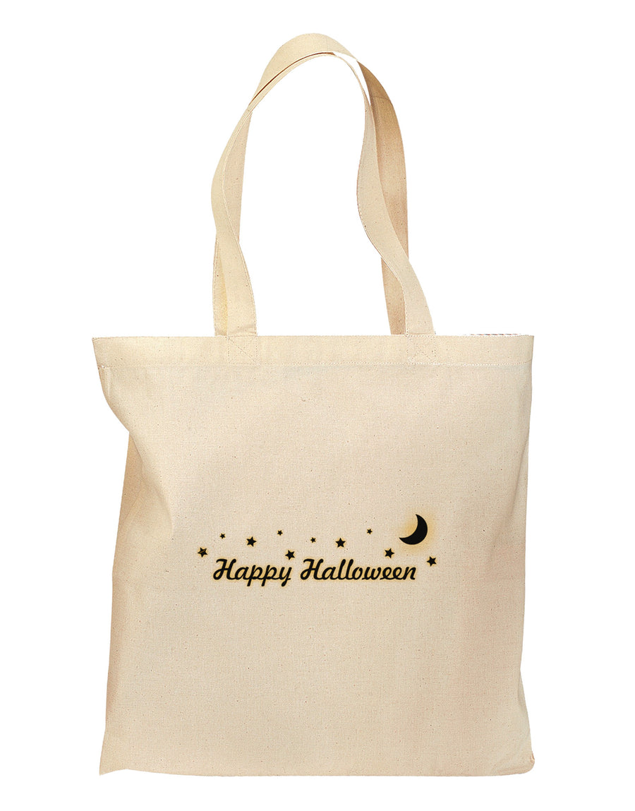 Happy Halloween Crescent Moon and Stars Grocery Tote Bag-Grocery Tote-TooLoud-Natural-Medium-Davson Sales