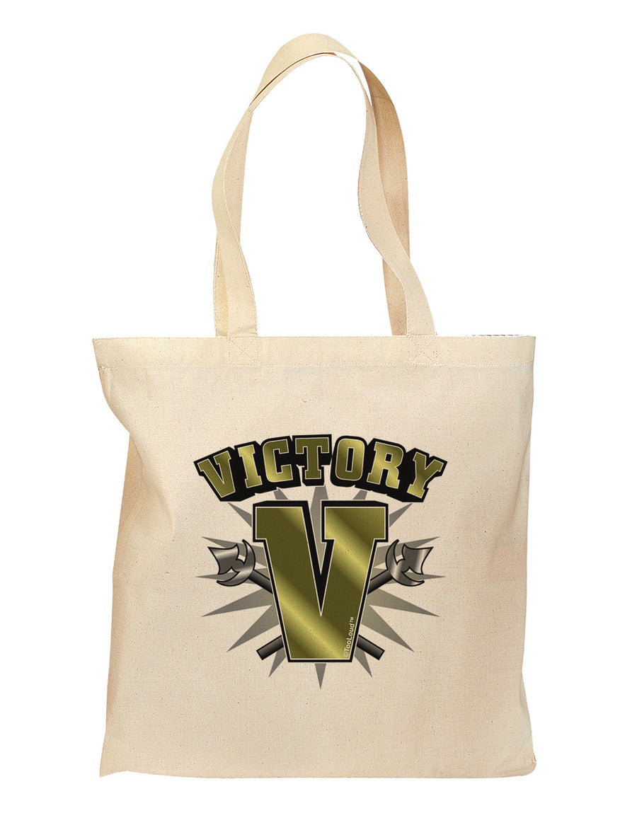 Victory V Grocery Tote Bag-Grocery Tote-TooLoud-Natural-Medium-Davson Sales