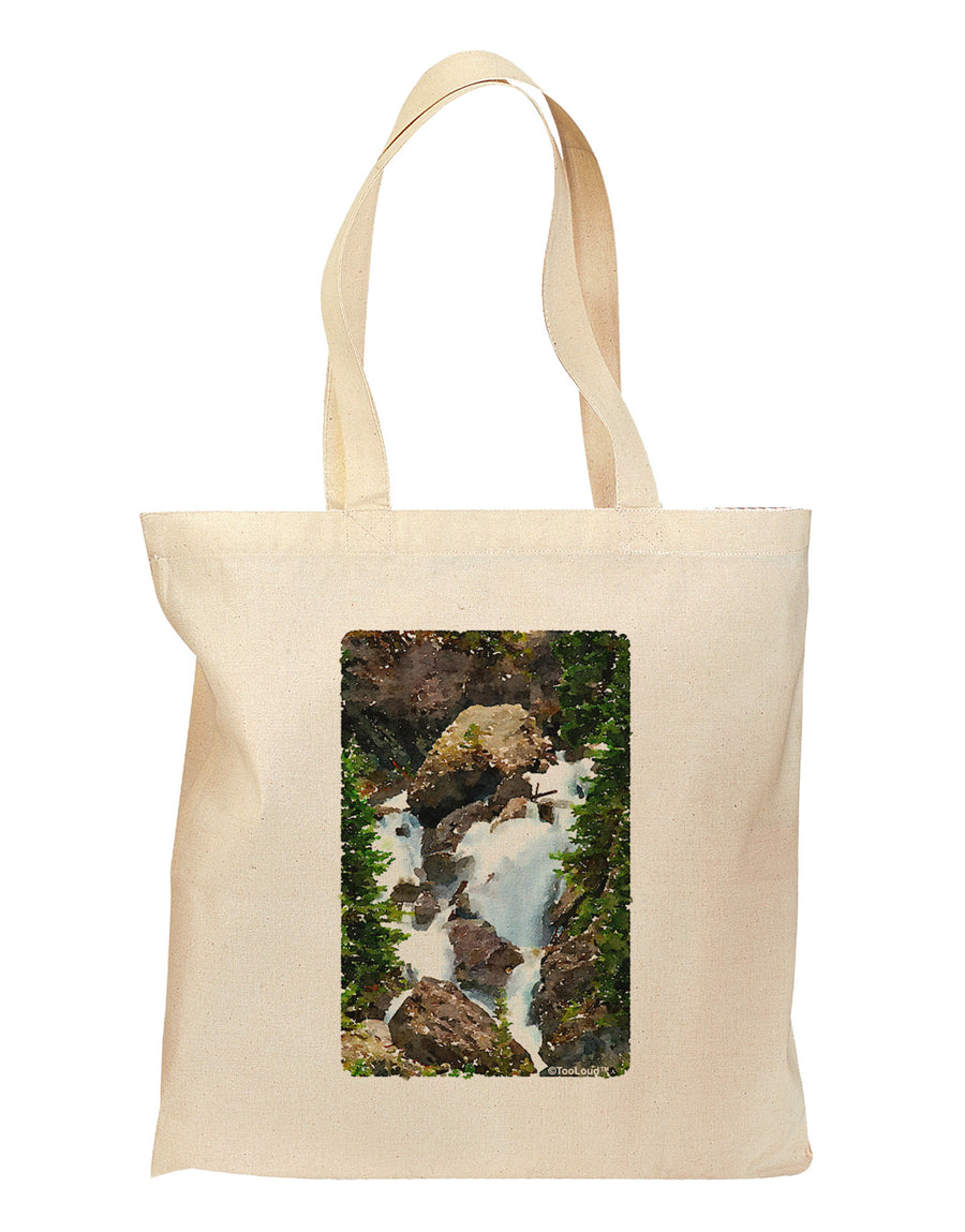 TooLoud Waterfall Watercolor Grocery Tote Bag-Grocery Tote-TooLoud-Natural-Medium-Davson Sales