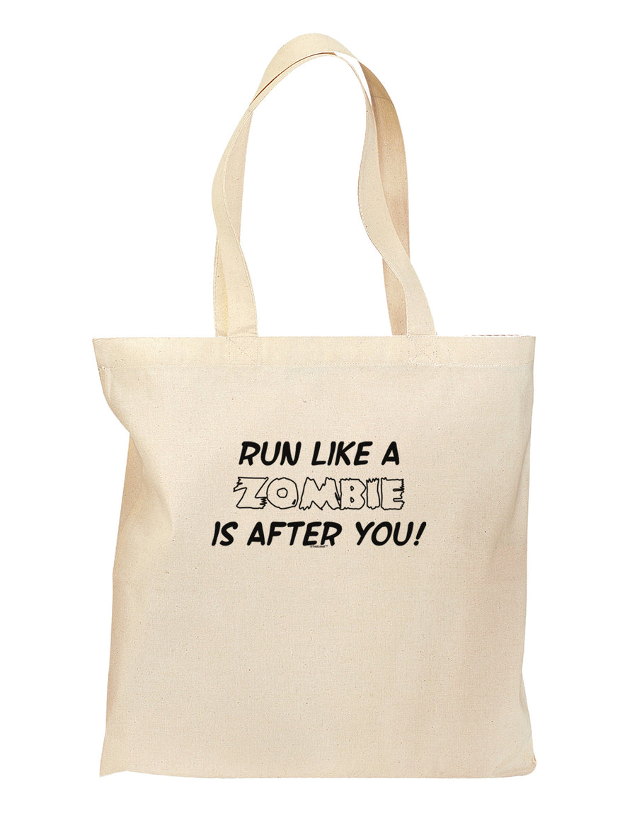 Run Like a Zombie Is After You Grocery Tote Bag-Grocery Tote-TooLoud-Natural-Medium-Davson Sales