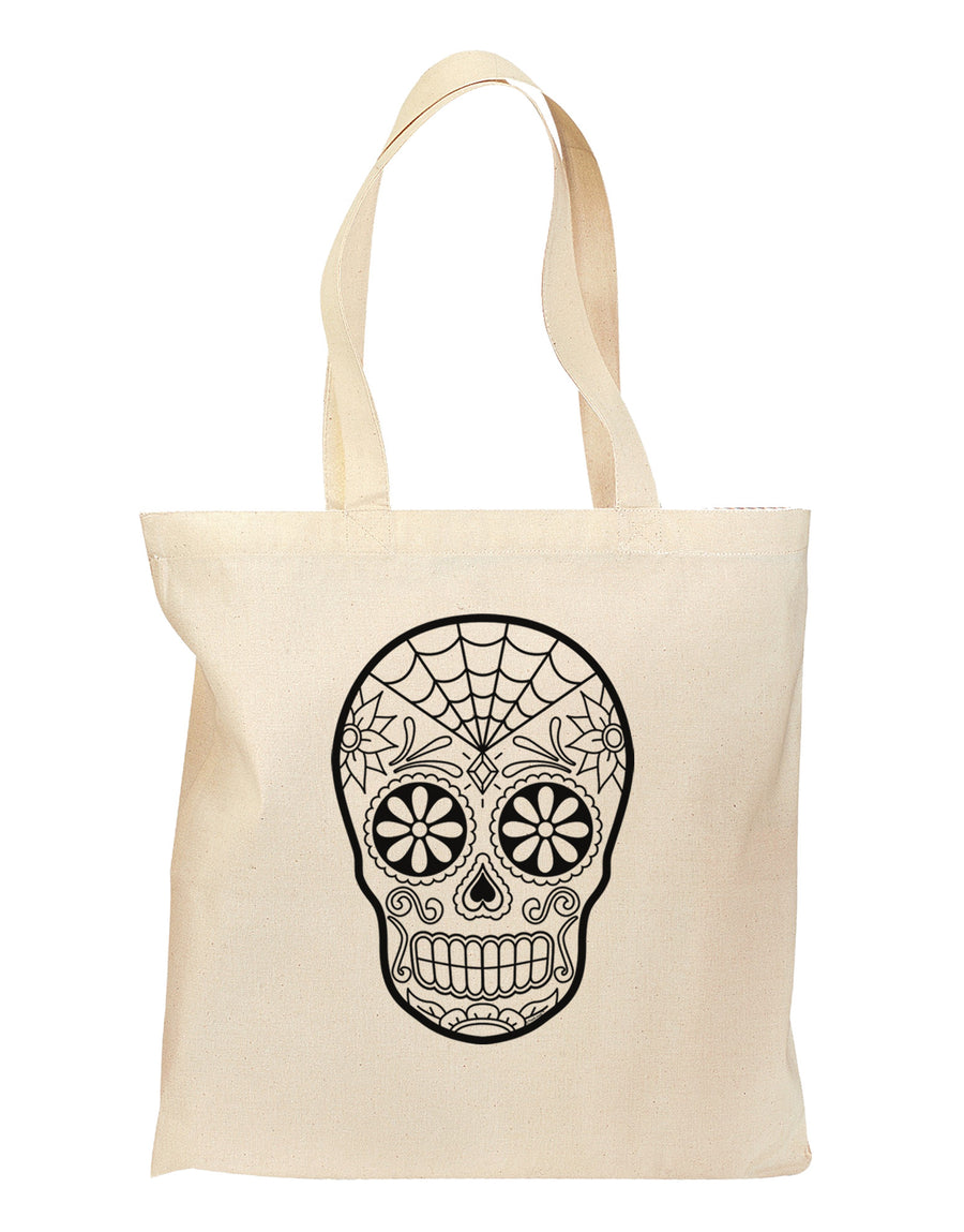 Color Your Own Dia de los Muertos Calavera Grocery Tote Bag-Grocery Tote-TooLoud-Natural-Medium-Davson Sales