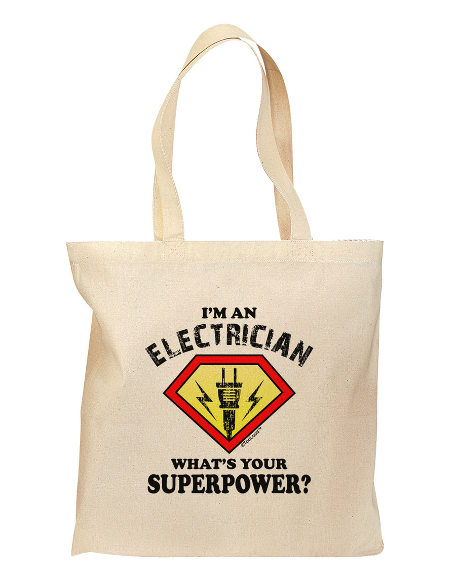 Electrician - Superpower Grocery Tote Bag-Grocery Tote-TooLoud-Natural-Medium-Davson Sales