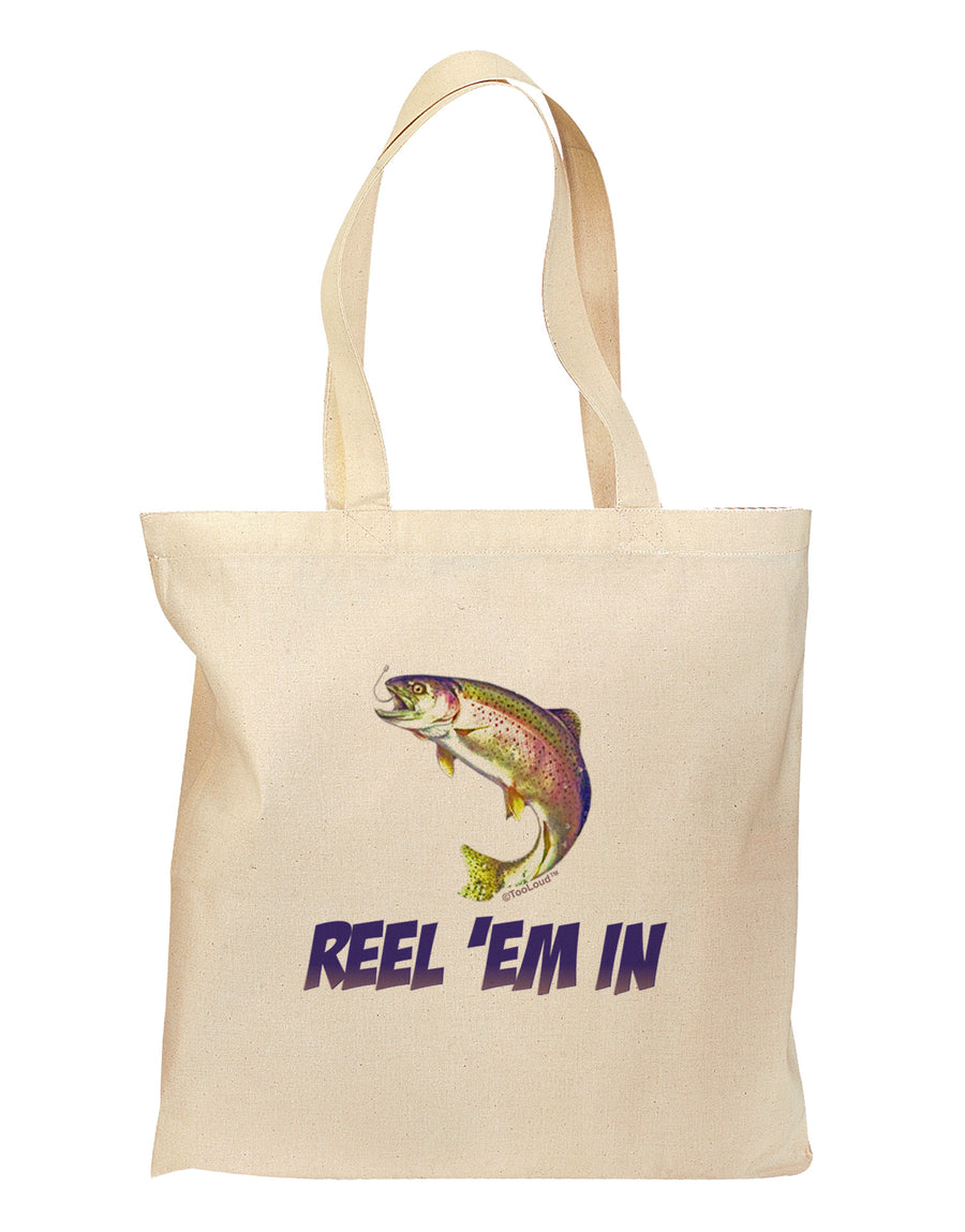 Rainbow Trout Reel Em In Grocery Tote Bag-Grocery Tote-TooLoud-Natural-Medium-Davson Sales