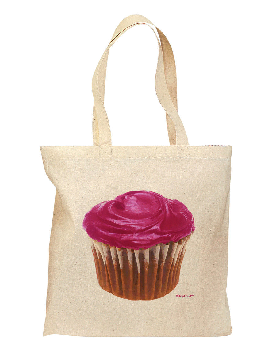 Giant Bright Pink Cupcake Grocery Tote Bag by TooLoud-Grocery Tote-TooLoud-Natural-Medium-Davson Sales