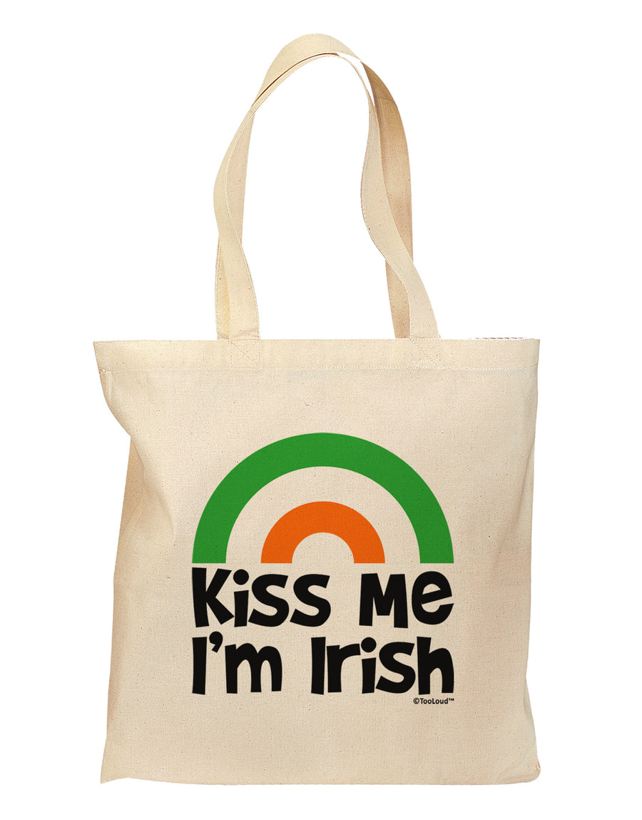 Irish Flag Rainbow - Kiss Me I'm Irish Grocery Tote Bag by TooLoud-Grocery Tote-TooLoud-Natural-Medium-Davson Sales