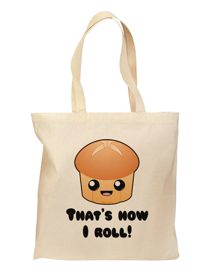 How I Roll Cute Roll Grocery Tote Bag-Grocery Tote-TooLoud-Natural-Medium-Davson Sales