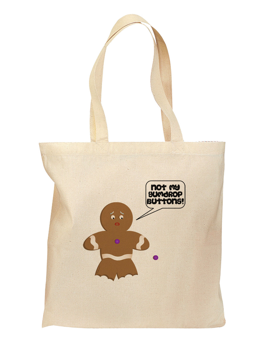 Not My Gumdrop Buttons Gingerbread Man Christmas Grocery Tote Bag-Grocery Tote-TooLoud-Natural-Medium-Davson Sales