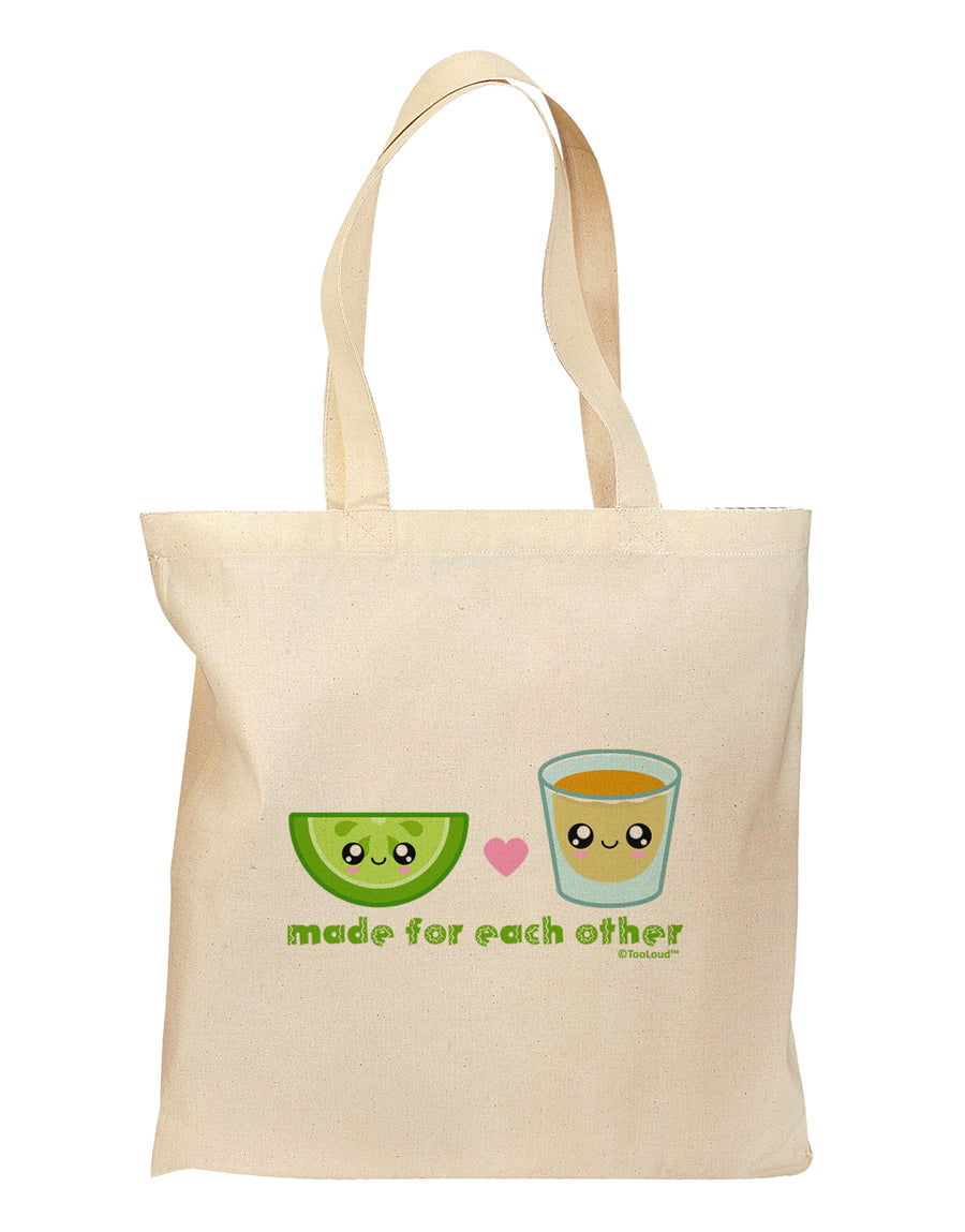 Cute Tequila Shot and Lime - Made For Each Other Grocery Tote Bag by TooLoud-Grocery Tote-TooLoud-Natural-Medium-Davson Sales