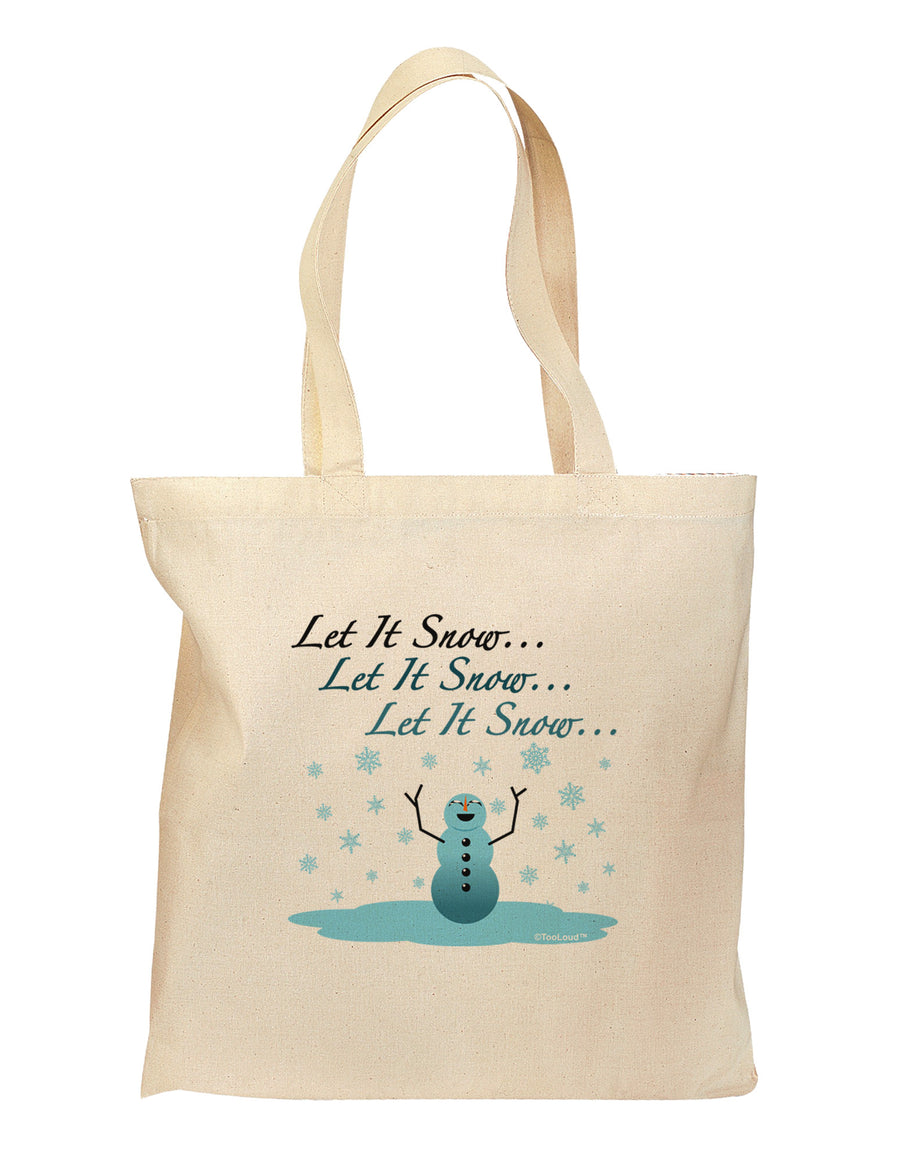 Let It Snow Happy Snowman Grocery Tote Bag-Grocery Tote-TooLoud-Natural-Medium-Davson Sales