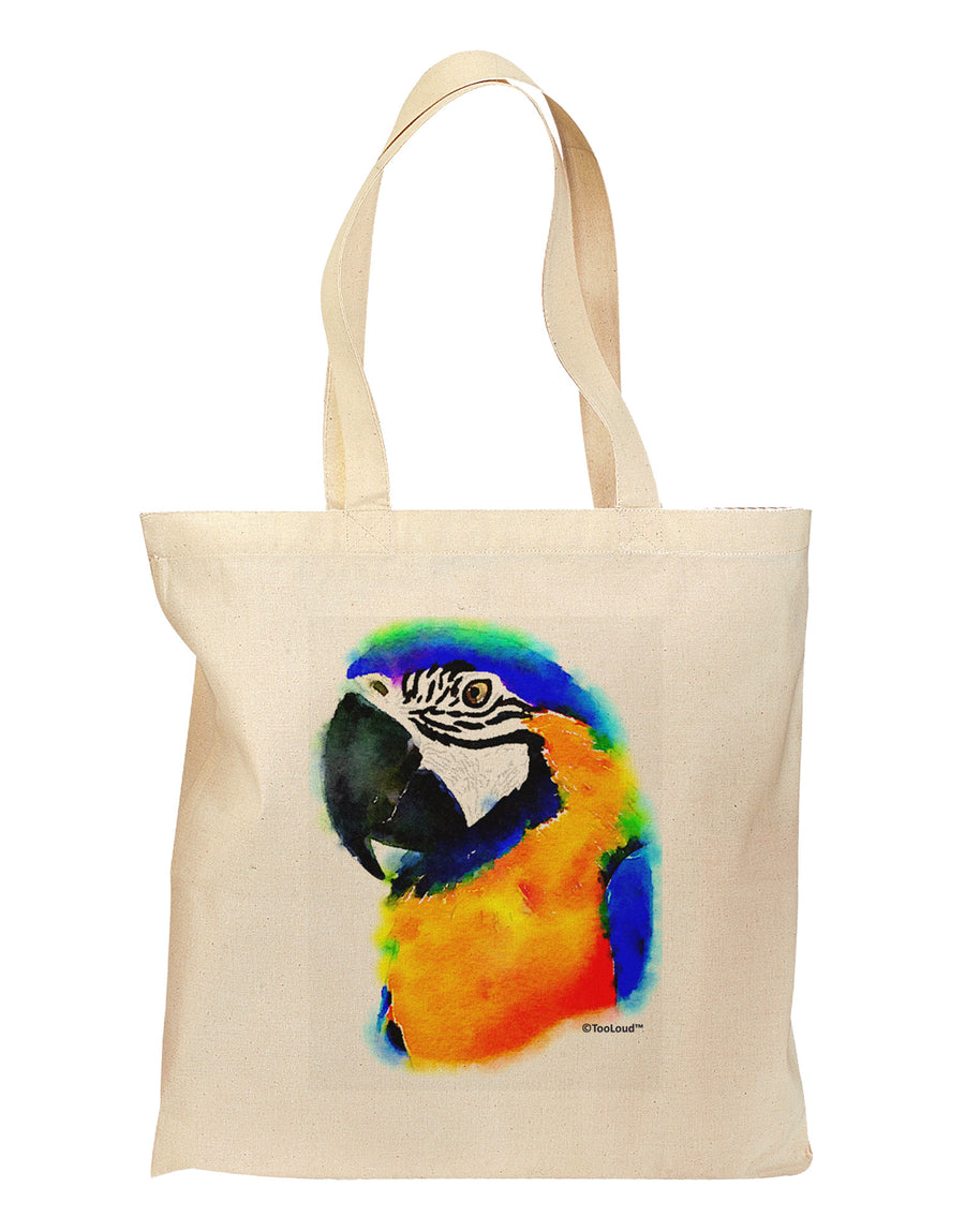 Brightly Colored Parrot Watercolor Grocery Tote Bag-Grocery Tote-TooLoud-Natural-Medium-Davson Sales