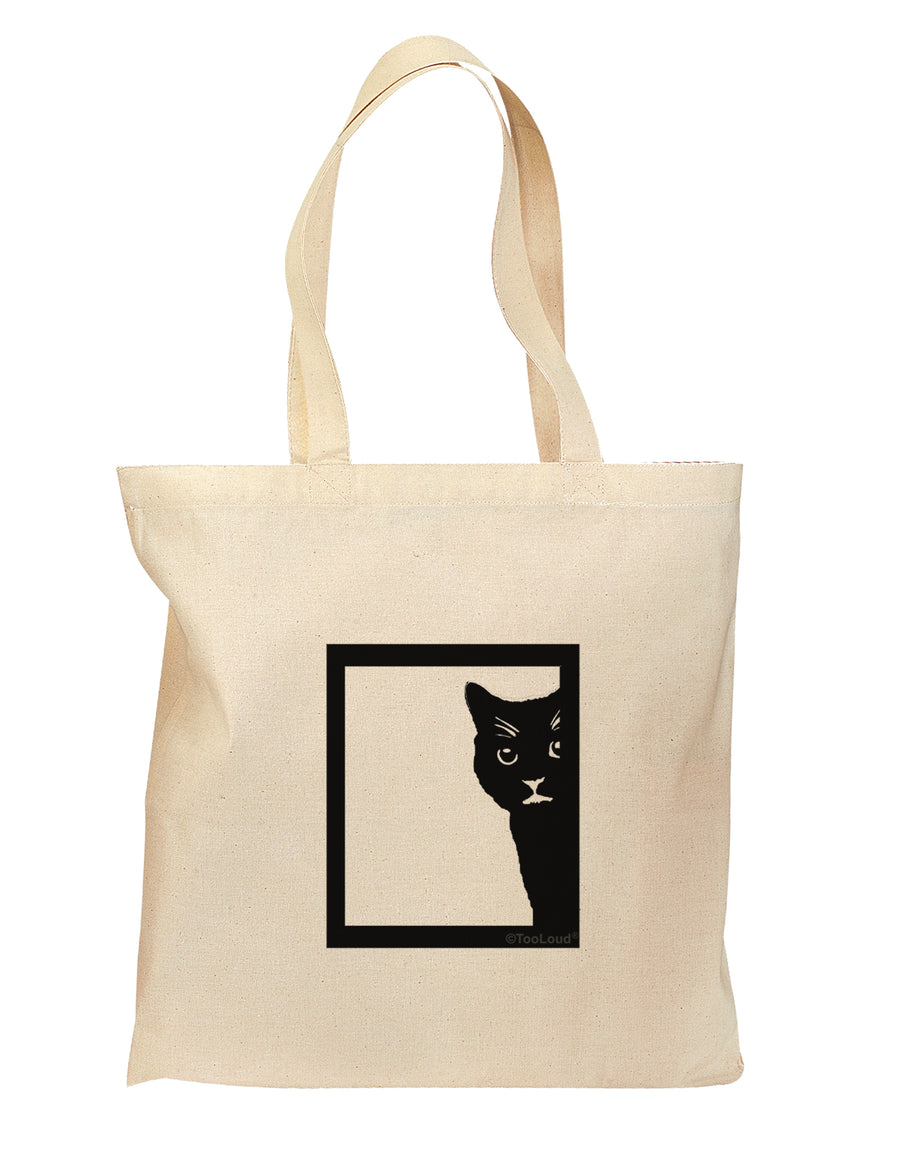 Cat Peeking Grocery Tote Bag - Natural by TooLoud-Grocery Tote-TooLoud-Natural-Medium-Davson Sales