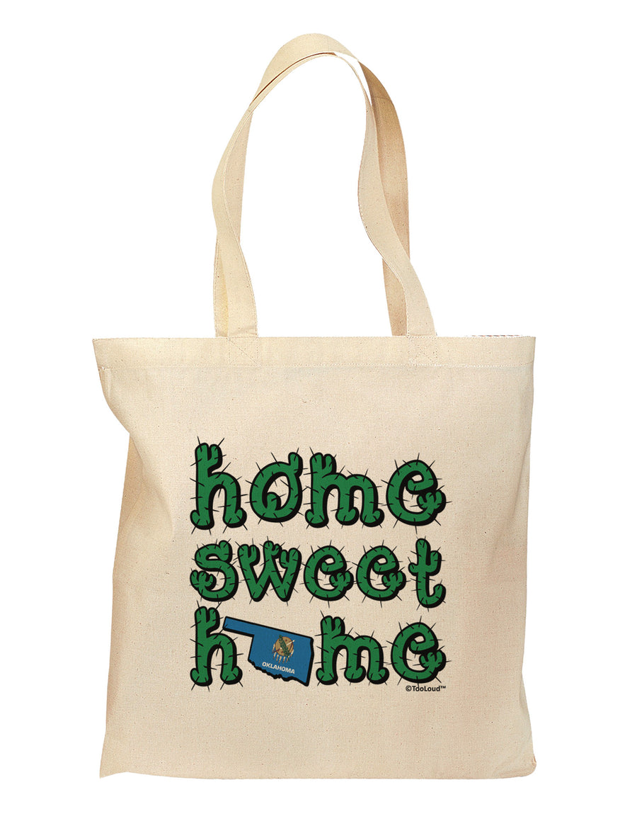 Home Sweet Home - Oklahoma - Cactus and State Flag Grocery Tote Bag by TooLoud-Grocery Tote-TooLoud-Natural-Medium-Davson Sales