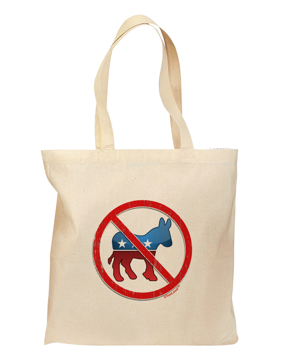 Distressed No Democrats Sign Grocery Tote Bag-Grocery Tote-TooLoud-Natural-Medium-Davson Sales