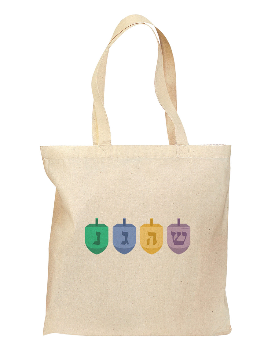 Hanukkah Dreidels Grocery Tote Bag-Grocery Tote-TooLoud-Natural-Medium-Davson Sales