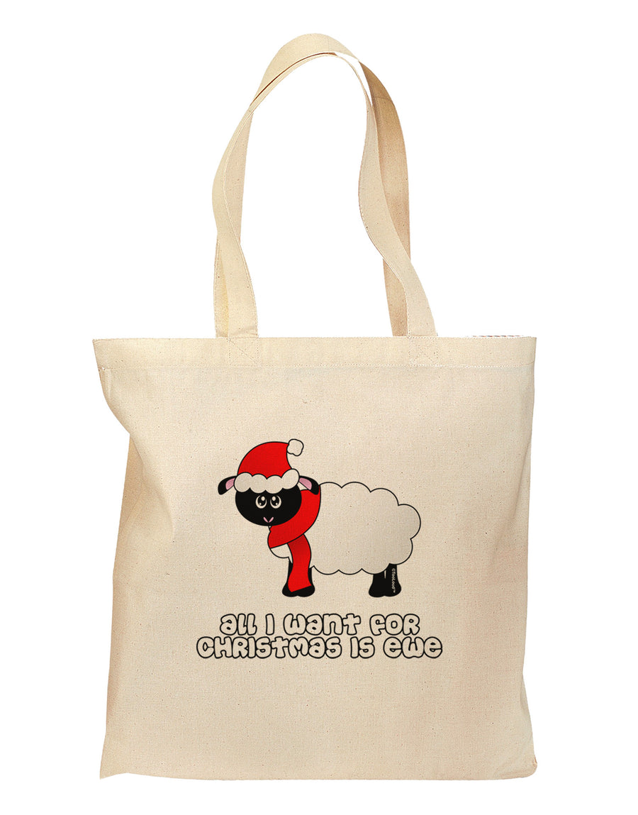 All I Want For Christmas Is Ewe Sheep Grocery Tote Bag-Grocery Tote-TooLoud-Natural-Medium-Davson Sales