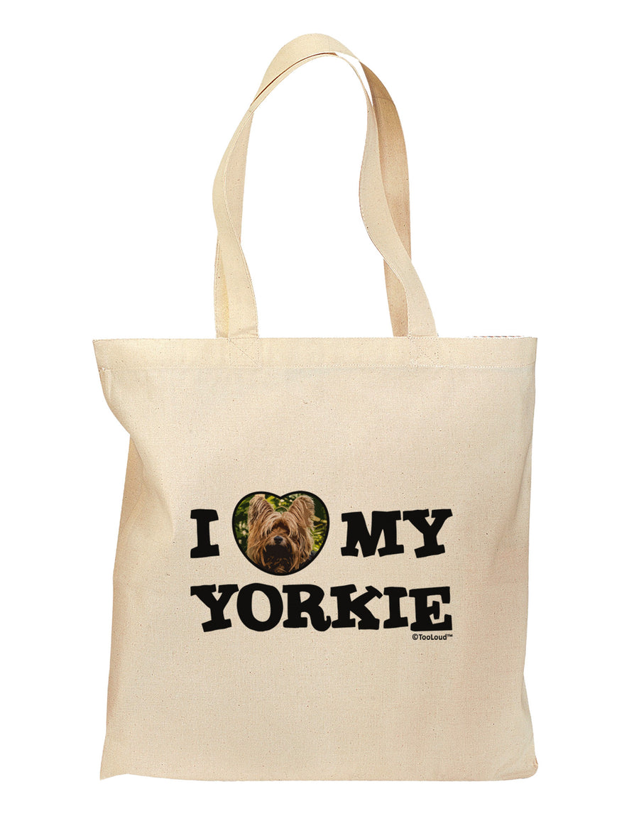 I Heart My Yorkie Grocery Tote Bag by TooLoud-Grocery Tote-TooLoud-Natural-Medium-Davson Sales