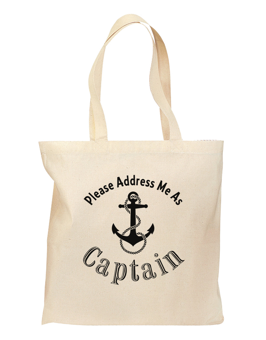 Please Address Me As Captain Grocery Tote Bag-Grocery Tote-TooLoud-Natural-Medium-Davson Sales