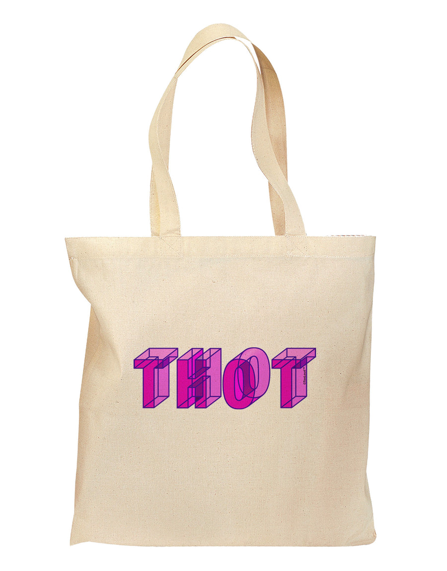 THOT Artistic Text Grocery Tote Bag-Grocery Tote-TooLoud-Natural-Medium-Davson Sales