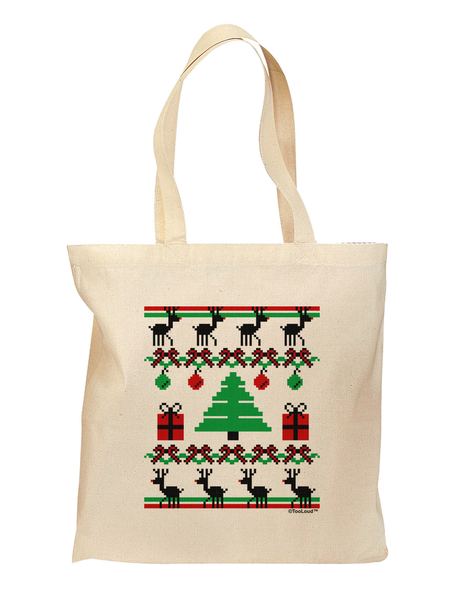 Tree with Gifts Ugly Christmas Sweater Grocery Tote Bag-Grocery Tote-TooLoud-Natural-Medium-Davson Sales