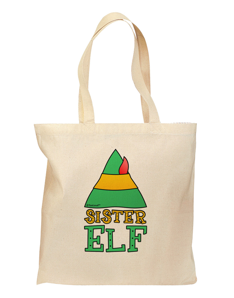 Matching Christmas Design - Elf Family - Sister Elf Grocery Tote Bag by TooLoud-Grocery Tote-TooLoud-Natural-Medium-Davson Sales