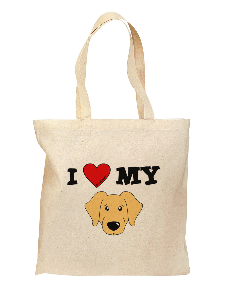 I Heart My - Cute Golden Retriever Dog Grocery Tote Bag by TooLoud-Grocery Tote-TooLoud-Natural-Medium-Davson Sales