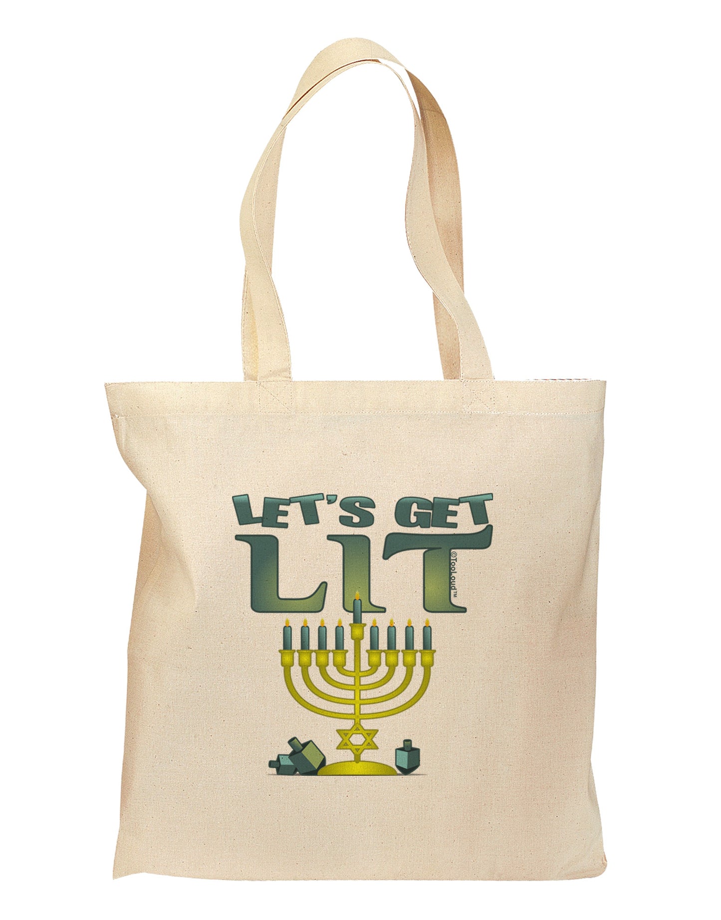 Let's Get Lit Menorah Grocery Tote Bag-Grocery Tote-TooLoud-Natural-Medium-Davson Sales