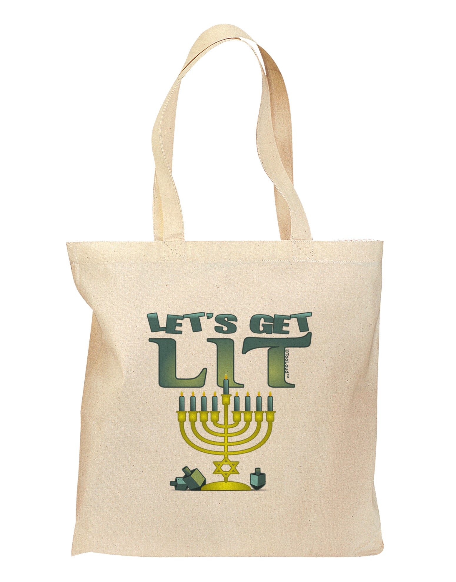 Let's Get Lit Menorah Grocery Tote Bag-Grocery Tote-TooLoud-Natural-Medium-Davson Sales