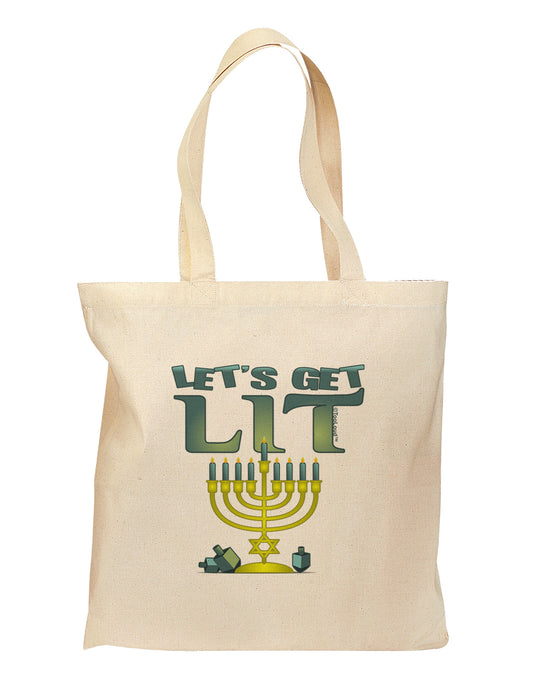 Let's Get Lit Menorah Grocery Tote Bag-Grocery Tote-TooLoud-Natural-Medium-Davson Sales