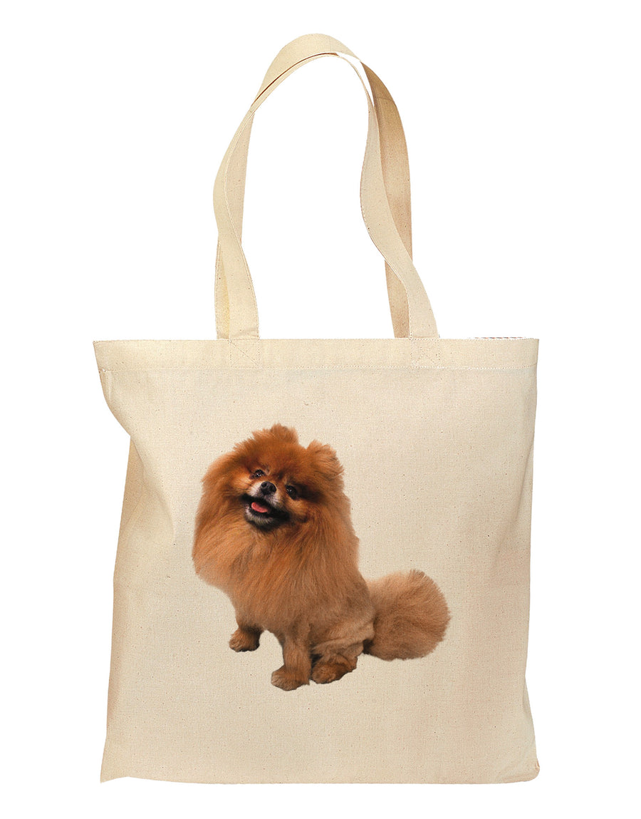 Pomeranian Sitting All Cute-Like Grocery Tote Bag-Grocery Tote-TooLoud-Natural-Medium-Davson Sales