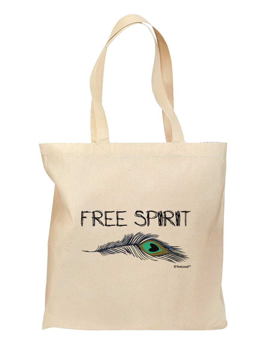 Graphic Feather Design - Free Spirit Grocery Tote Bag by TooLoud-Grocery Tote-TooLoud-Natural-Medium-Davson Sales