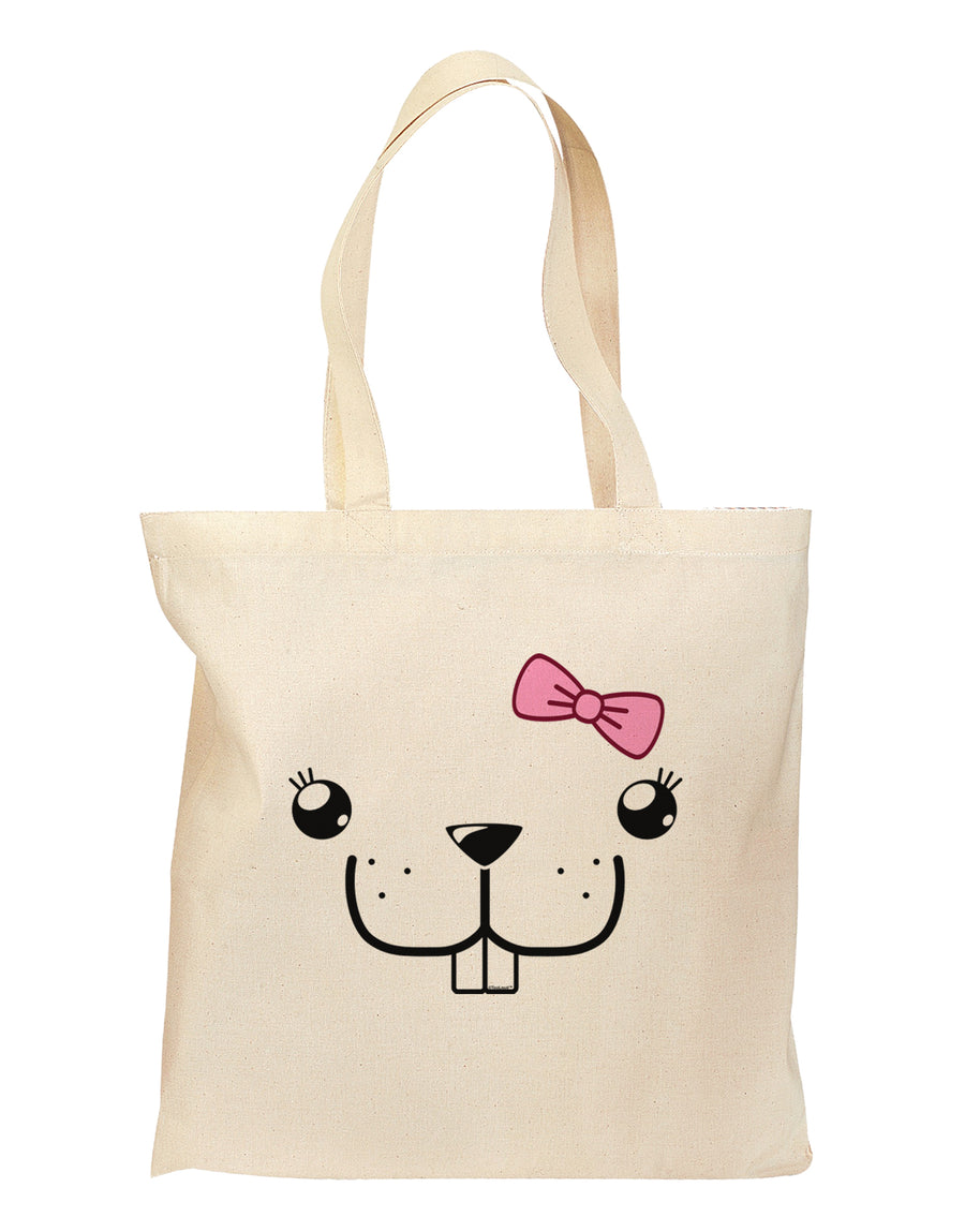 Kyu-T Face - Bucklette Cute Girl Beaver Grocery Tote Bag-Grocery Tote-TooLoud-Natural-Medium-Davson Sales